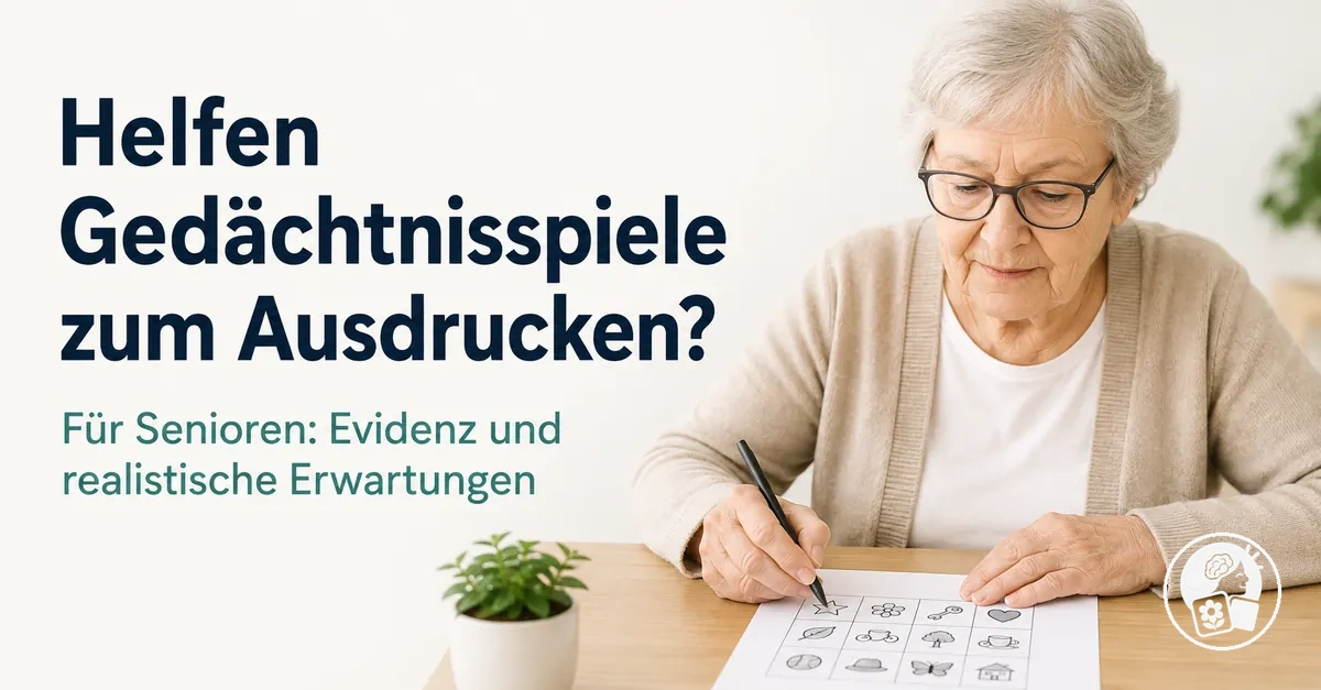 Senior bei einer Gedächtnisübung zum Ausdrucken mit realistischen Erwartungen an deren Wirkung