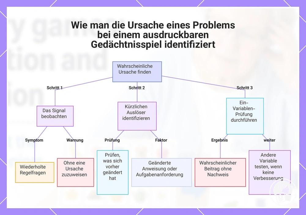 Wie man die Ursache eines Problems bei einem ausdruckbaren Gedächtnisspiel identifiziert