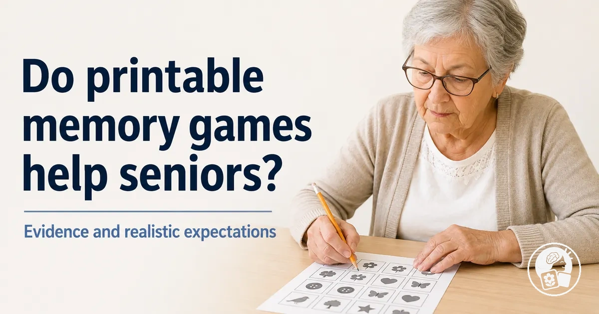 Senior completing a printable memory activity with realistic expectations about its use