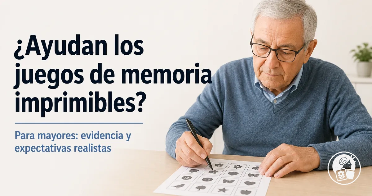 Persona mayor realizando una actividad de memoria imprimible con expectativas realistas sobre su uso