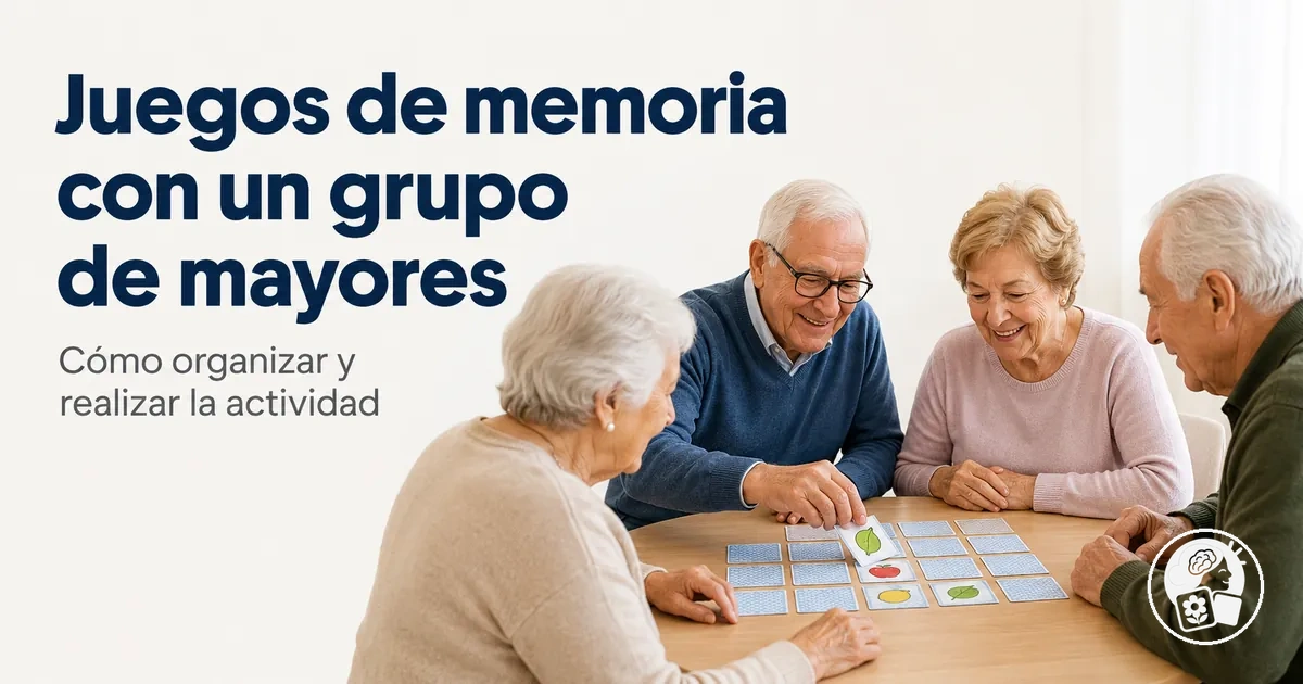 Pequeño grupo de personas mayores participando en una actividad de memoria imprimible