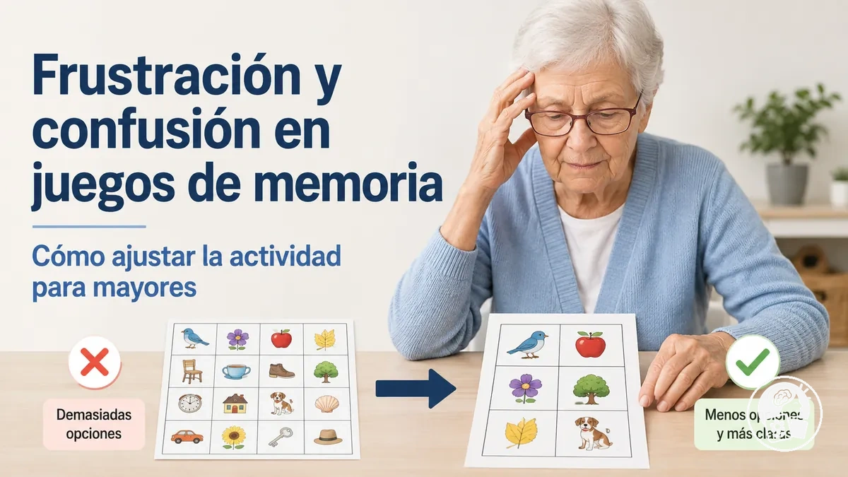 Juego de memoria imprimible ajustado para reducir la confusión y la frustración de una persona mayor