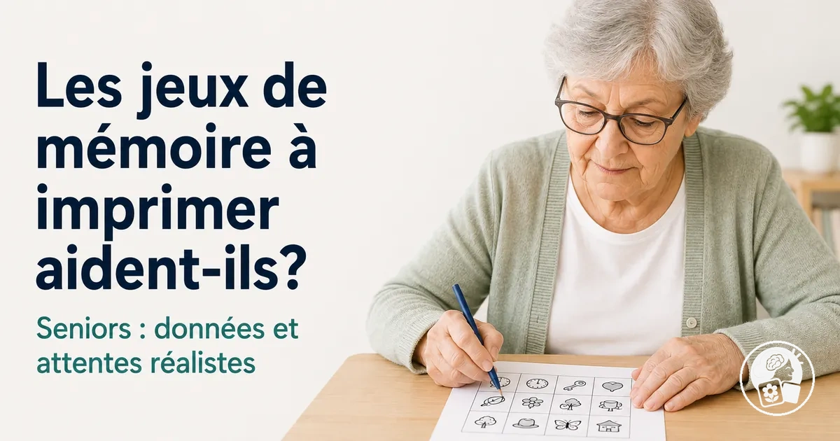Senior réalisant une activité de mémoire à imprimer avec des attentes réalistes quant à son utilité