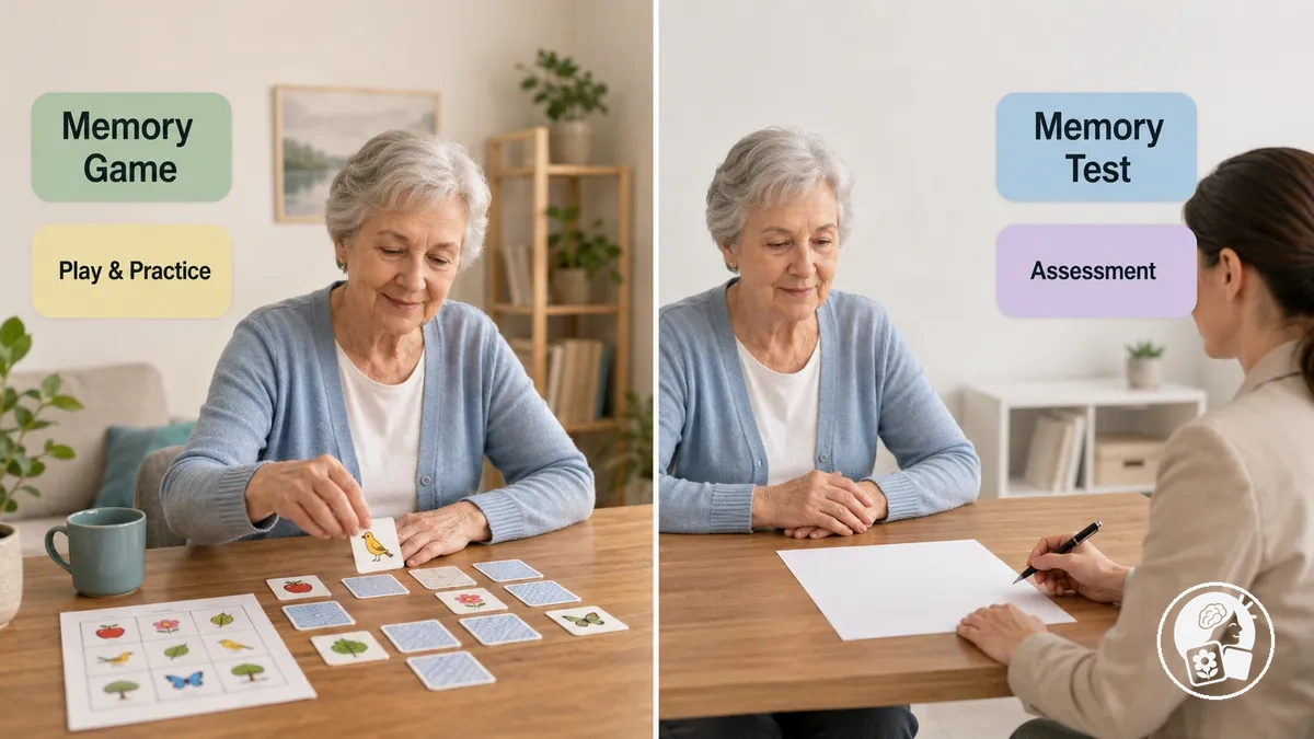 Activité de jeu de mémoire à imprimer opposée à un contexte d’évaluation formelle de la mémoire
