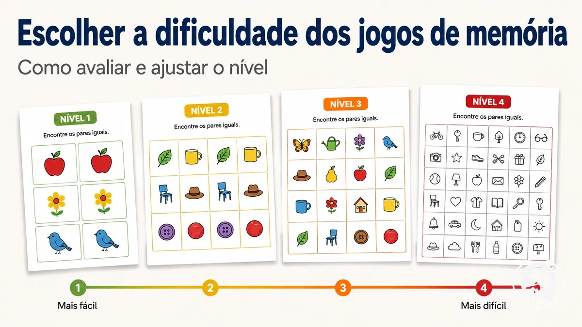 Jogos de memória para imprimir organizados do nível mais fácil ao mais difícil para idosos