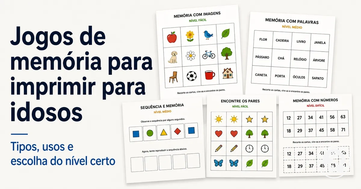 Atividades de memória para imprimir para idosos em diferentes formatos e níveis de dificuldade