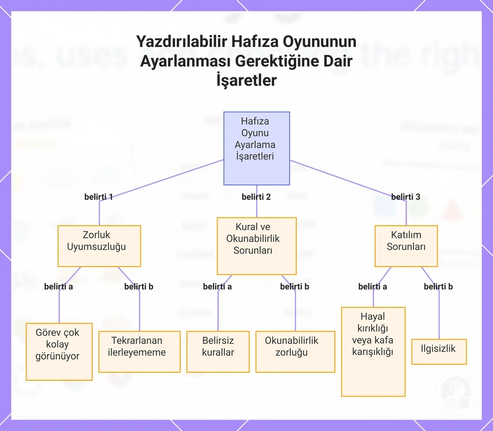 Yazdırılabilir Hafıza Oyununun Ayarlanması Gerektiğine Dair İşaretler