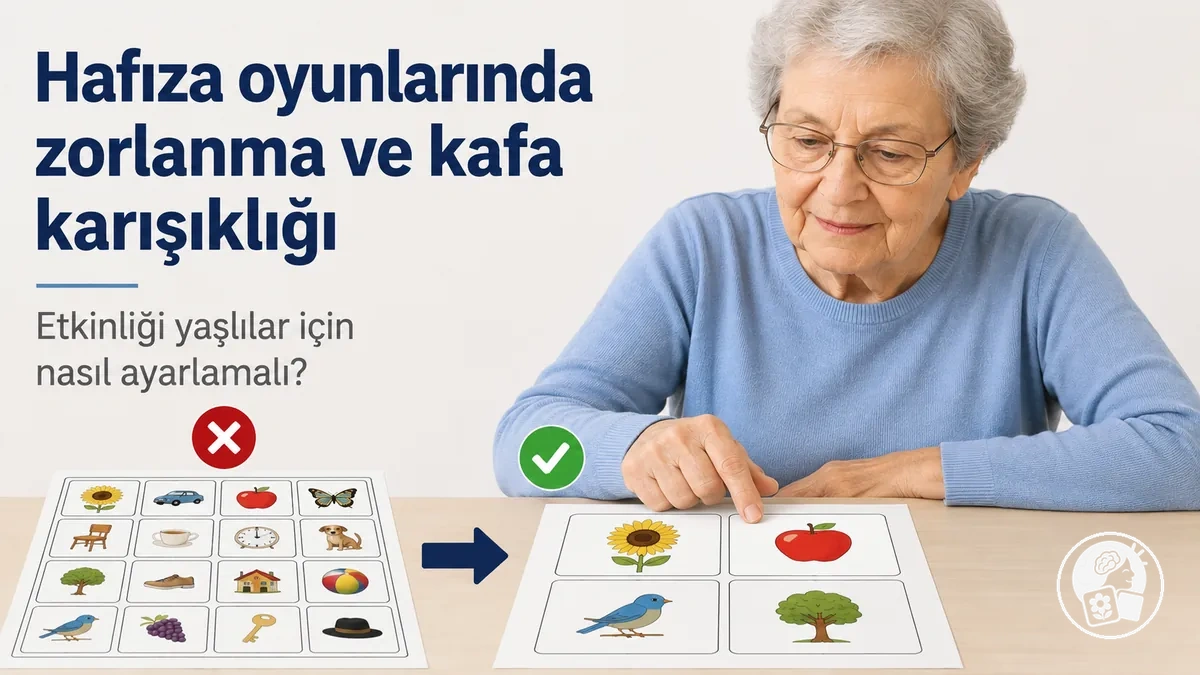 Bir yaşlının kafa karışıklığını ve zorlanmasını azaltmak için ayarlanan yazdırılabilir hafıza oyunu